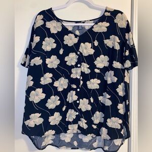 Chaps plus size blue women’s floral blouse 1x